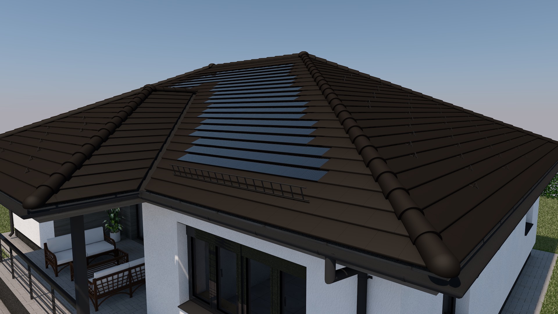 Beépített Generon napelemes tetőcserép látványterve